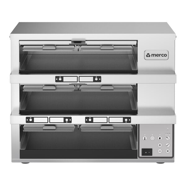 Merco MHG32SAB2N MercoMax 3 Shelf / 6 Pan Double Sided Pass-Through Dedicated Holding Bin Cabinet with Timer Bars - 230V; 2070W