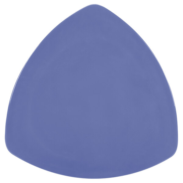 A blue triangle shaped plate.