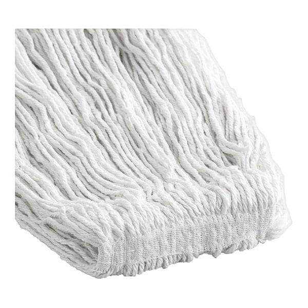 A Rubbermaid white cotton wet mop with a looped end.