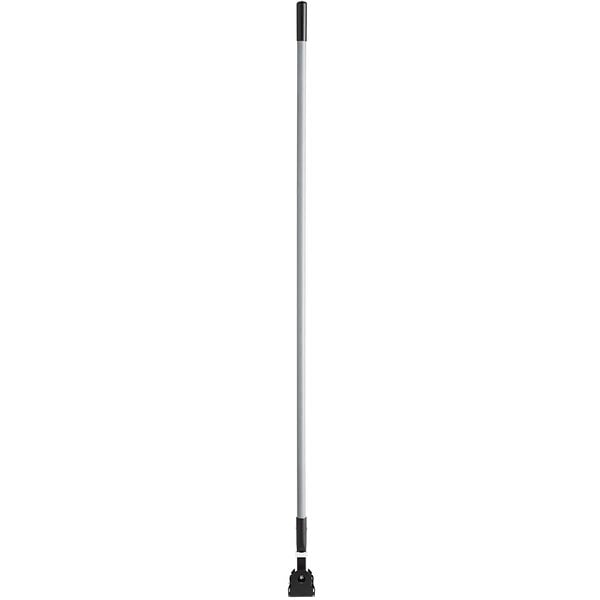 A white and black Rubbermaid fiberglass pole with a black handle.