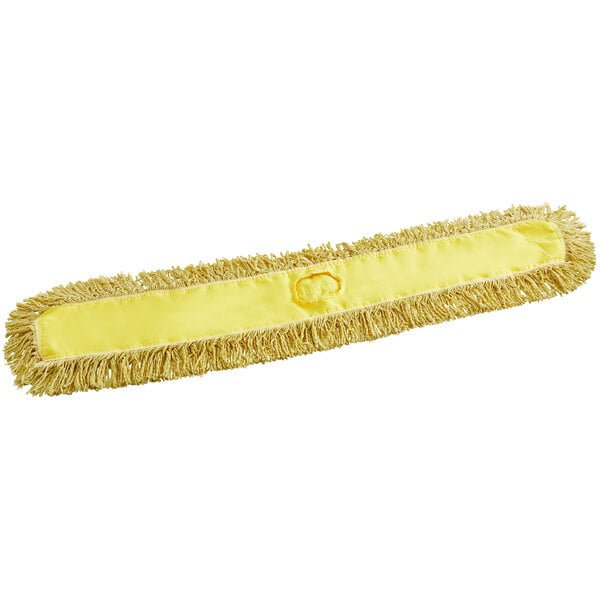 a yellow mop with fringes