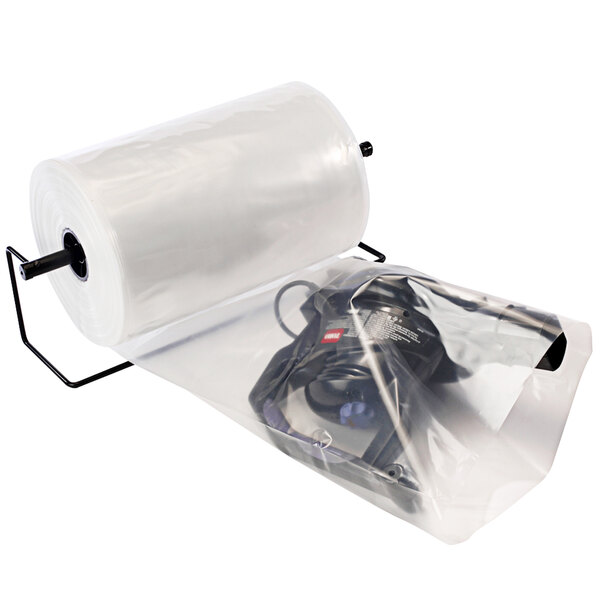 A roll of Lavex clear plastic layflat tubing.
