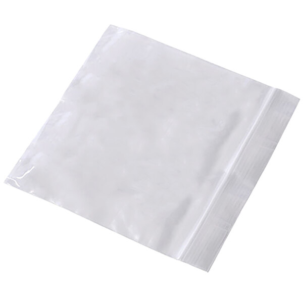 A clear plastic Choice zip top bag on a white background.