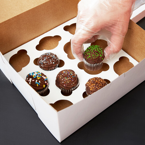 BESPORTBLE 12 Cavity Cupcake Boxes Kraft Cupcake Carrier Bakery Boxes with Display Windows and Inserts Carrier for Cupcakes Muffins Pastries Dessert Brown