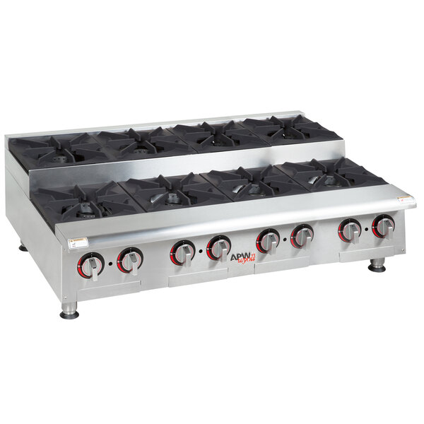 Apw Wyott Hhps 848 Natural Gas Heavy Duty 8 Burner Step Up Step Up Countertop 48 Main Picture