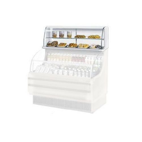 A white Turbo Air refrigerated display case with food on the shelves.