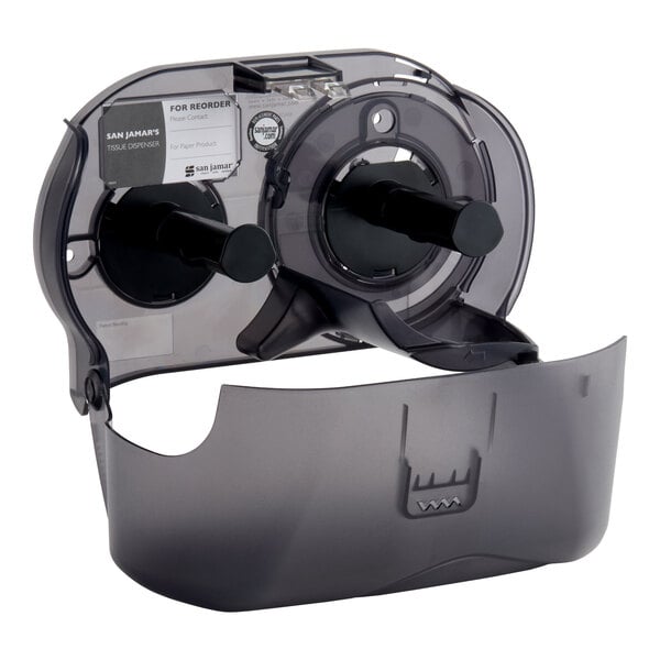 San Jamar R3690TBK Versatwin Ocean Double Roll Toilet Tissue Dispenser - Black Pearl