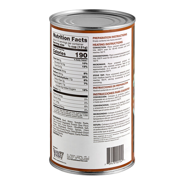 A Vanee Beef Sloppy Joe 52 oz. can with a label.