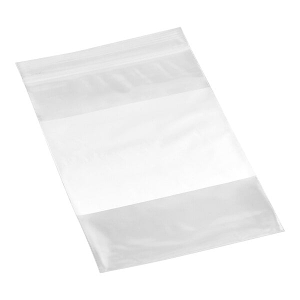 A clear plastic resealable bag with a white rectangular block.