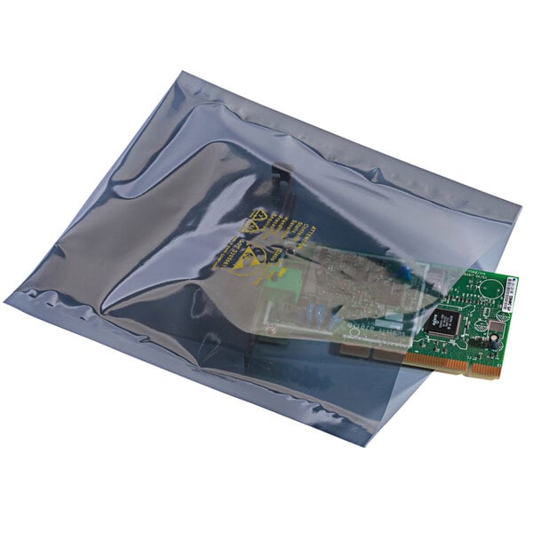 a plastic bag with a chip inside