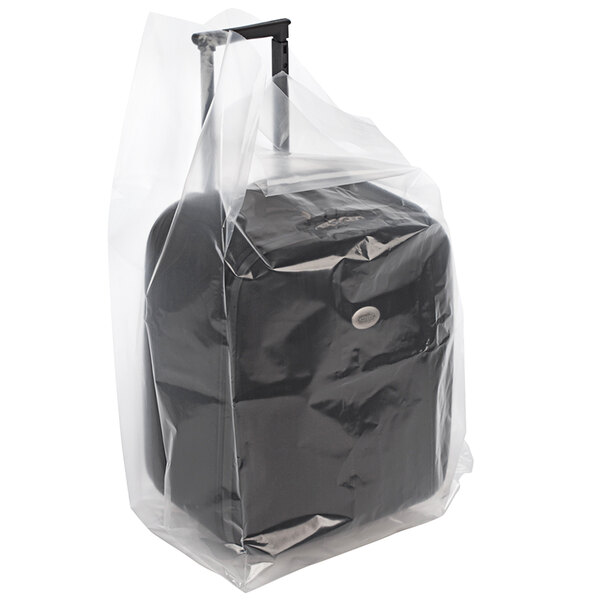 A roll of clear plastic Choice gusseted bags.