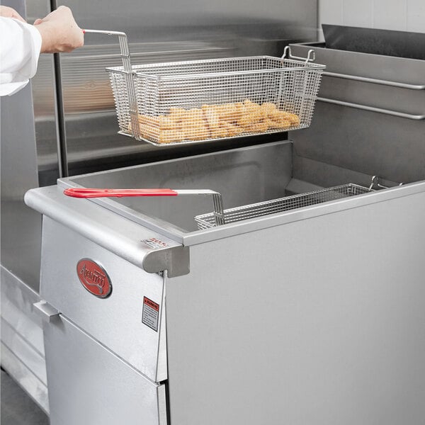 Avantco FF518 Natural Gas 70-100 Lb. Stainless Steel Tube Floor Fryer