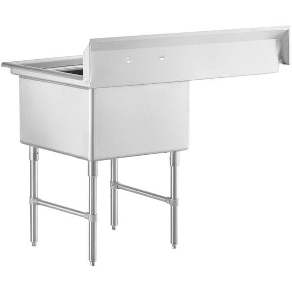 A Regency stainless steel commercial sink with a left drainboard.