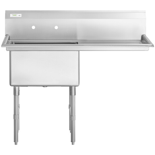 A Regency stainless steel sink with a right drainboard.