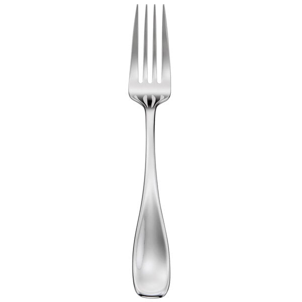 A Oneida Voss II stainless steel table fork with a silver handle.