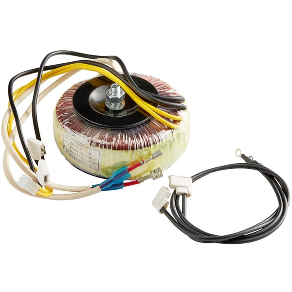 A close-up of a VacPak-It transformer with wires.