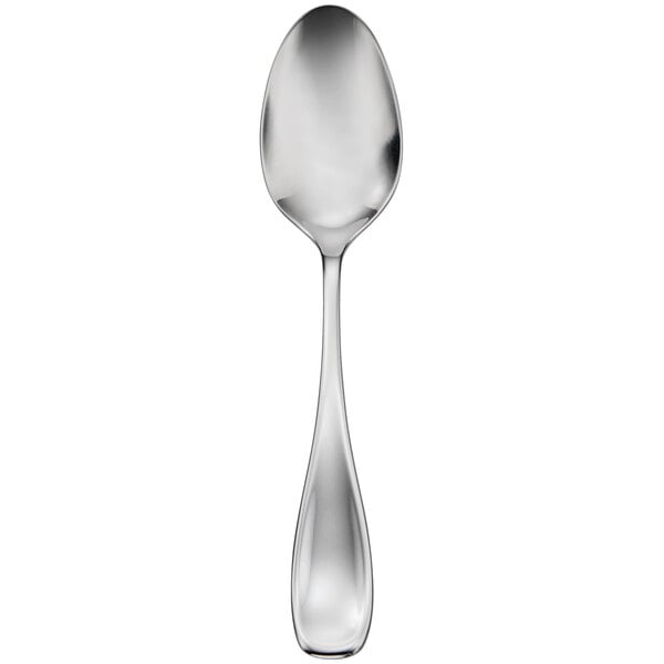 A Oneida Voss II stainless steel spoon with a silver handle and oval bowl.