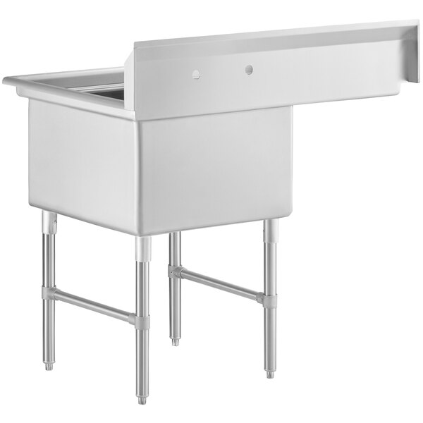 A Regency stainless steel one compartment sink with a left drainboard.