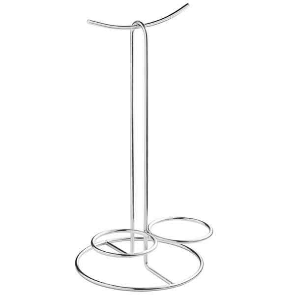 A Tablecraft stainless steel stand with metal rods and ramekin holders.