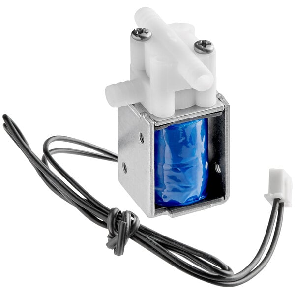 A VacPak-It solenoid valve with wires attached.