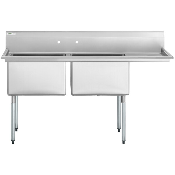 a stainless steel sink with two sinks