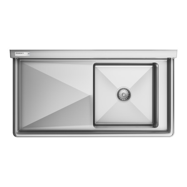 A Regency stainless steel sink with a left drainboard.