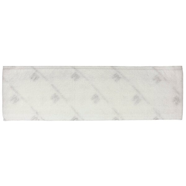 A white Square Scrub microfiber mop pad with a black and grey design on it.