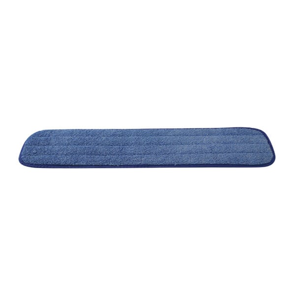 A blue microfiber mop head with a blue border.