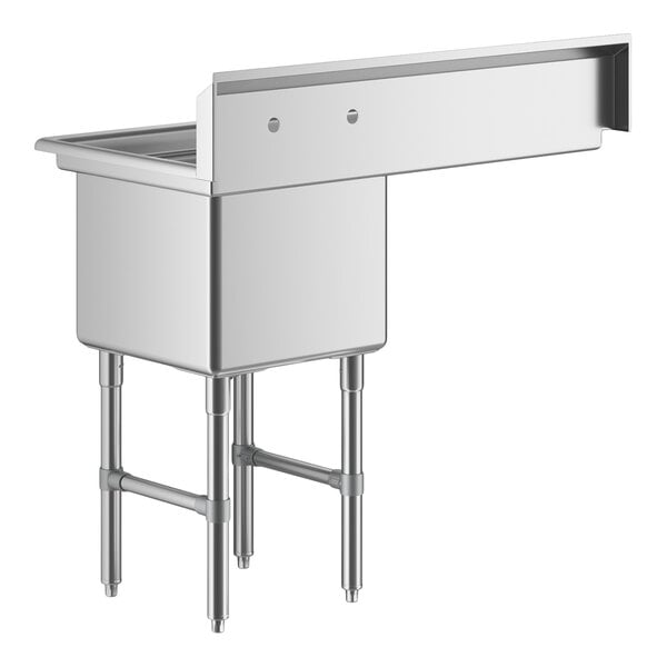 Regency 44 1/2" One Compartment Commercial Sink with Stainless Steel Legs, Cross Bracing, and 24" Left Drainboard