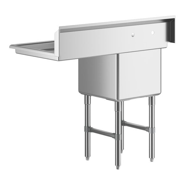 Regency 44 1/2" One Compartment Commercial Sink with Stainless Steel Legs, Cross Bracing, and 24" Right Drainboard