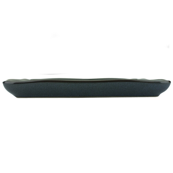 A black rectangular International Tableware Luna porcelain plate.