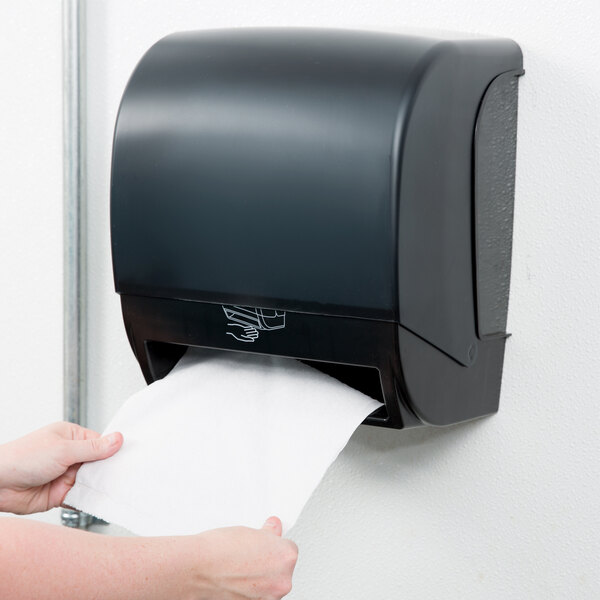 Black Hands Free Paper Roll Towel Dispenser With Motion Sensor