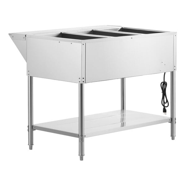 Avantco STE-3S Three Pan Open Well Electric Steam Table with Undershelf - 120V, 1500W