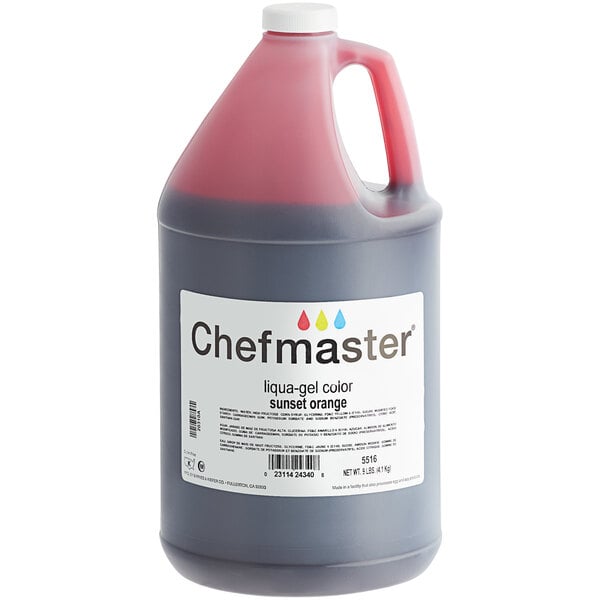 Chefmaster 1 Gallon Sunset Orange Liqua-Gel Food Coloring