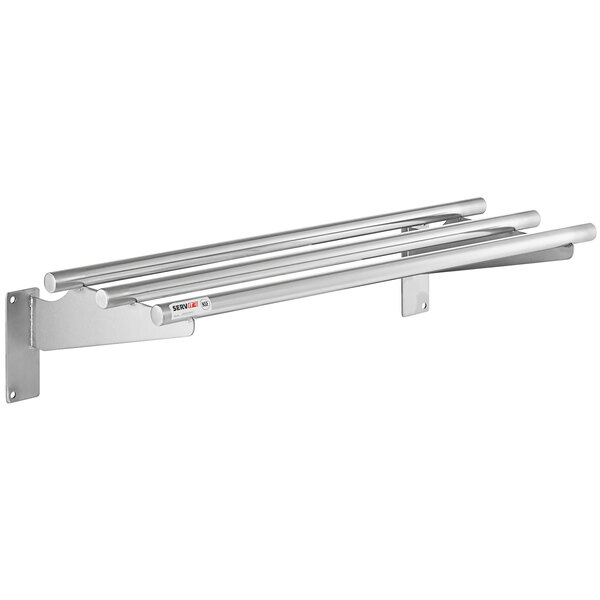 A ServIt stainless steel tubular tray slide with two metal bars.