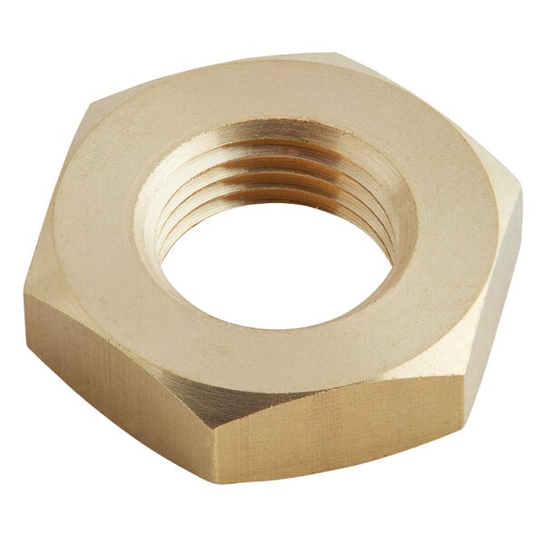 A brass hex nut.