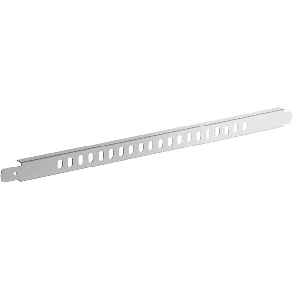 A long metal bar with rectangular holes in it.