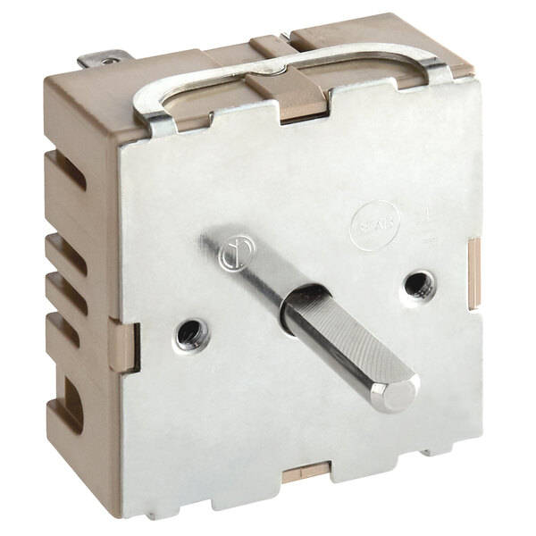 An Avantco 240V infinite control switch with a metal handle.