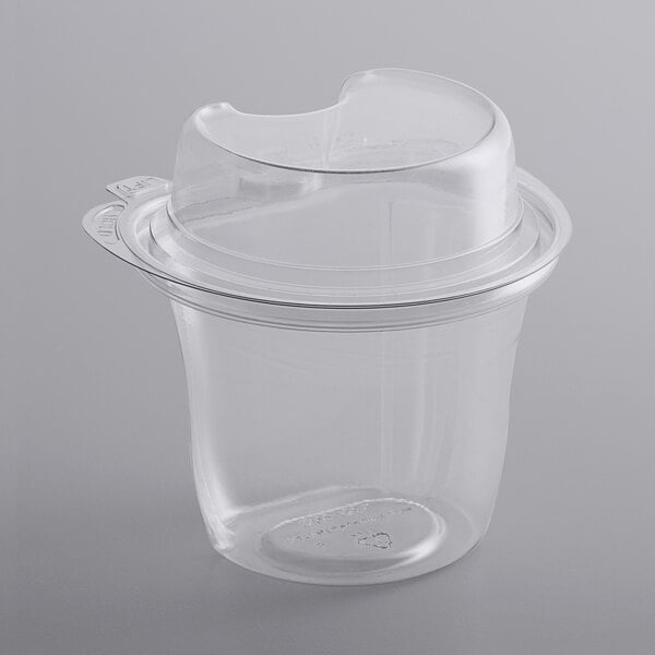 12 oz. Clear Tamper-Evident, Tamper-Resistant PET Parfait Cup with  Clamshell Pedestal Lid - 480/Case