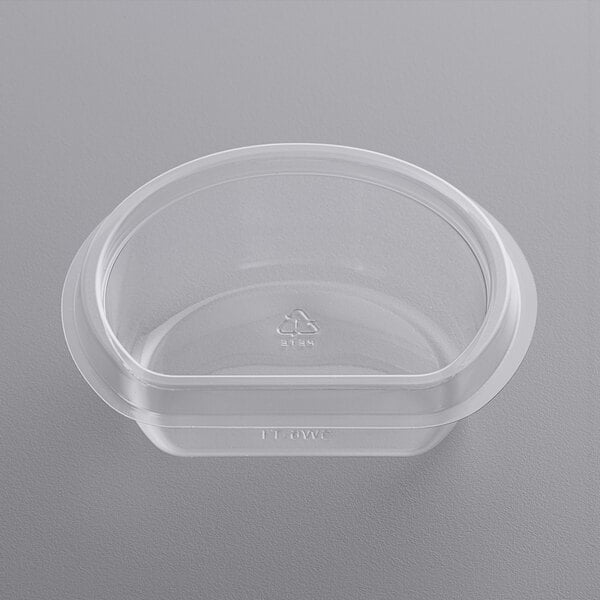 A clear PET plastic container with a lid.