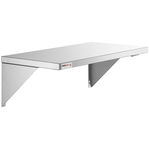 A stainless steel ServIt tray slide for steam tables.