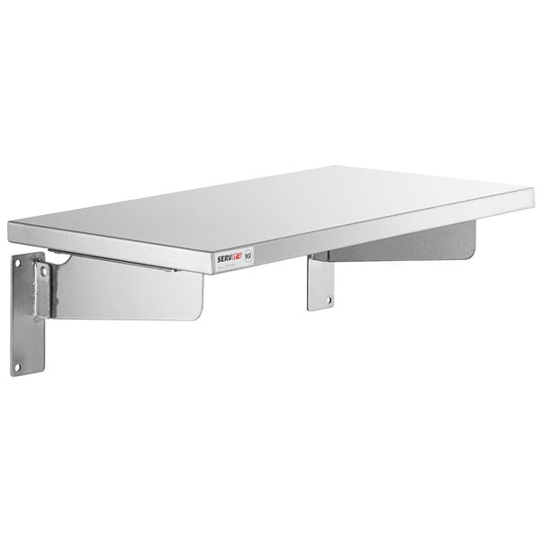 A silver stainless steel drop down end tray slide for a steam table.