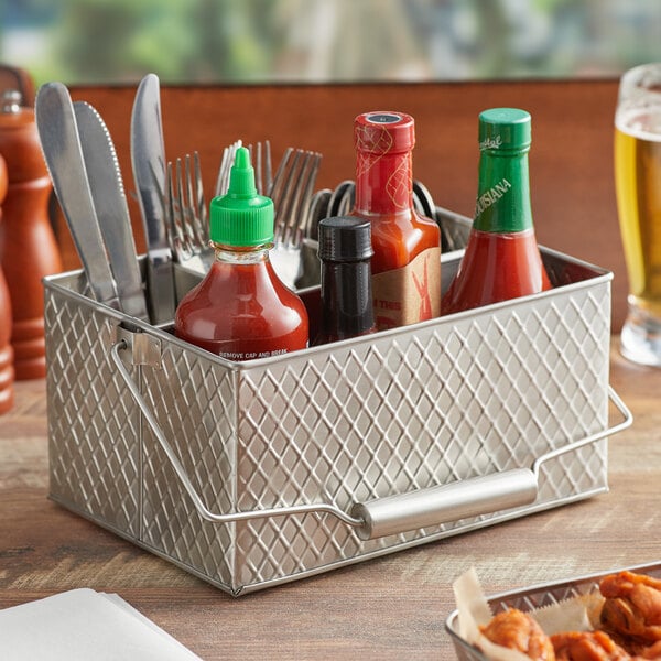 Tablecraft Products Retro Condiment Caddy Set, 1 Pack, Stainless Steel