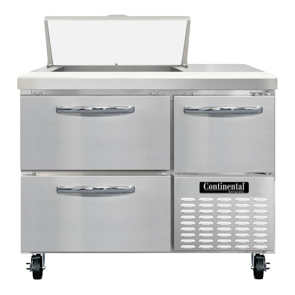 Continental Refrigerator RA43N-6-D 43" 2 Drawer 1 Half Door Refrigerated Sandwich Prep Table - 12 cu. ft.