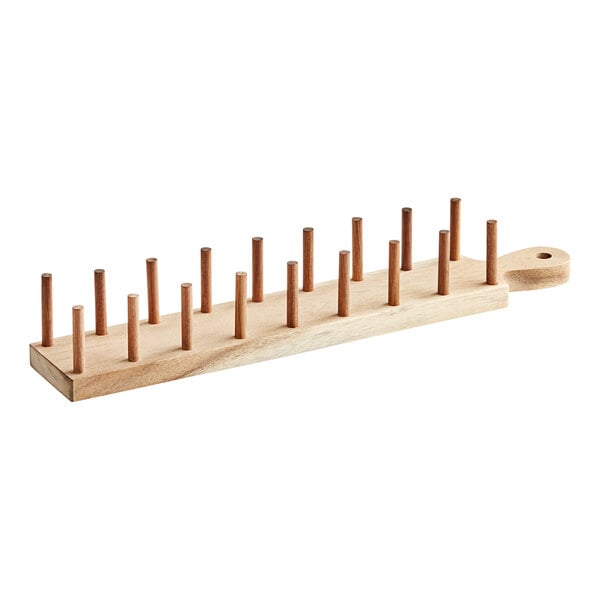 An American Metalcraft Acacia Wood taco holder with 8 compartments.