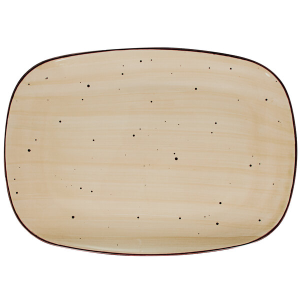 A white rectangular porcelain platter with wheat design.