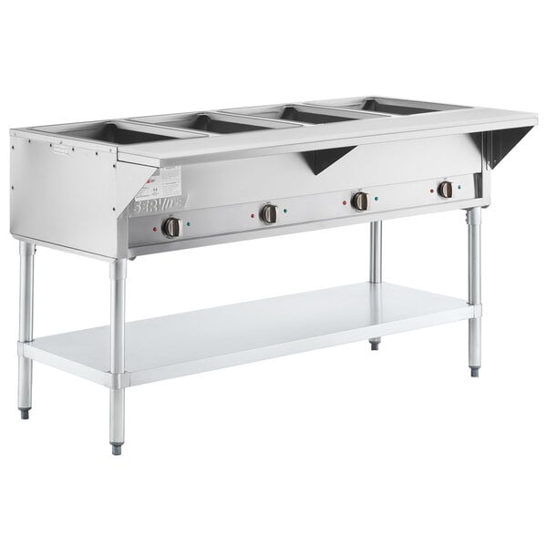 A ServIt stainless steel electric steam table with an undershelf.