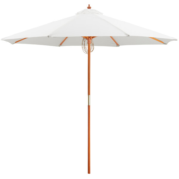 Lancaster Table & Seating 9' White Pulley Lift Wood Umbrella