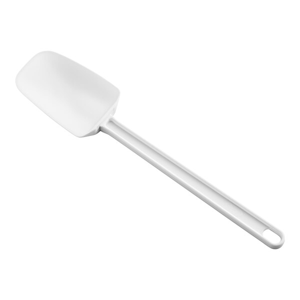 A white 14-inch spoonula with a flat, flexible head and a long handle.