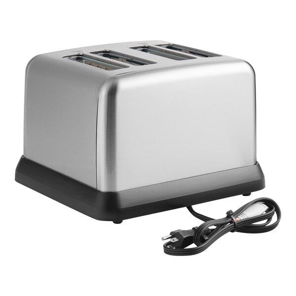 A silver Proctor Silex commercial toaster with a cord attached.